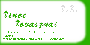 vince kovasznai business card